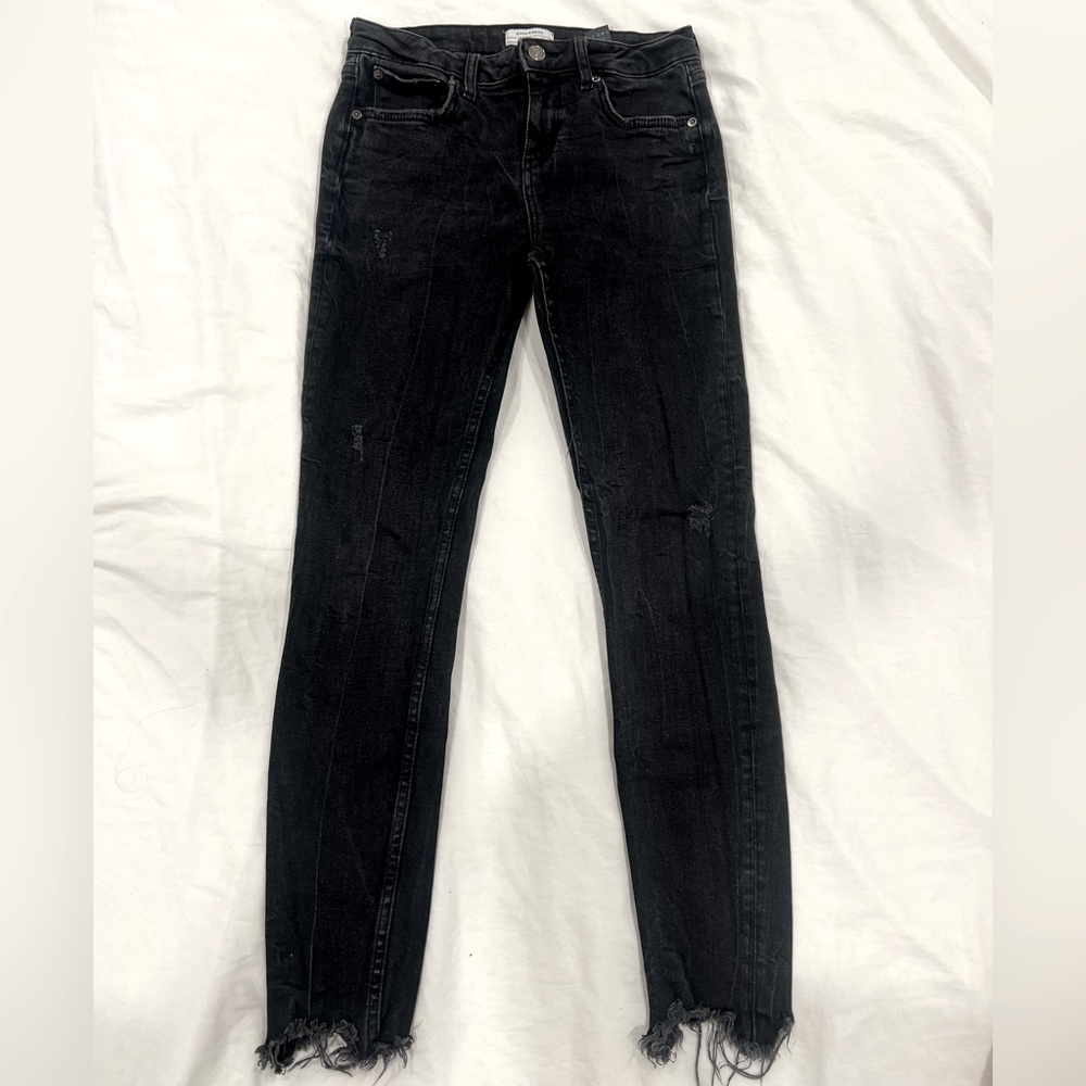 ❤️Zara Women’s black denim jeans | premium denim collection pants ripped
